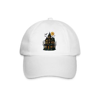 Gruseliges Spukhaus für Halloween - Baseballkappe - Weiß/Weiß - Vorne