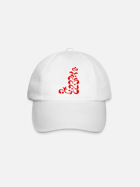 Rote Ornamentik auf Schwarz - Baseballkappe - Weiß/Weiß