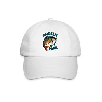 Angeln mit Papa Fischmotiv - Baseballkappe - Weiß/Weiß - Vorne