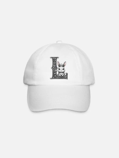 Das mit dem Buchstaben L geschmückte Kronenkaninchen - Baseballkappe - Weiß/Weiß