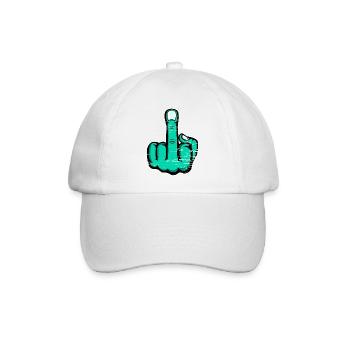 Mittelfinger Stinkefinger Design Grün used - Baseballkappe - Weiß/Weiß - Vorne
