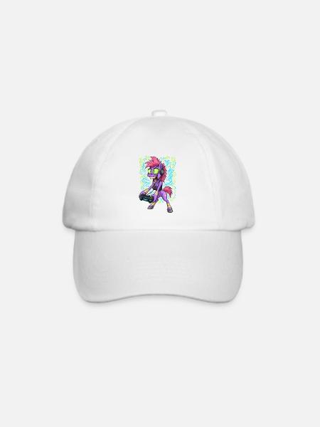 Neon Gaming Pony mit Kopfhörern - Baseballkappe - Weiß/Weiß