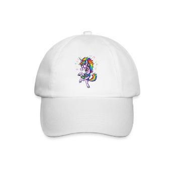 Regenbogen Einhorn Gaming Level Up Gamer - Baseballkappe - Weiß/Weiß - Vorne