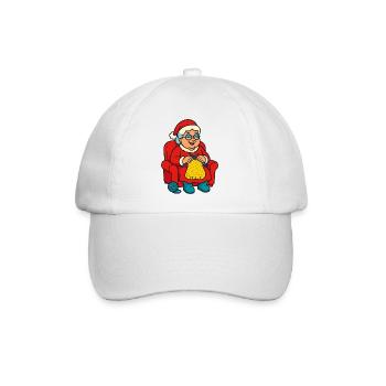 Weihnachtsoma strickt im Sessel - Baseballkappe - Weiß/Weiß - Vorne