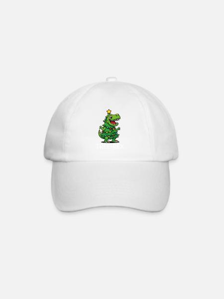 Tree Rex – Lustiges Dino Weihnachten - Baseballkappe - Weiß/Weiß