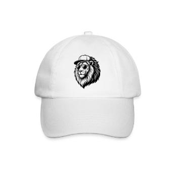 Cooler Löwe mit Cap und Sonnenbrille Illustration - Baseballkappe - Weiß/Weiß - Vorne