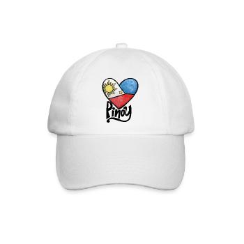 Philippinen-Flaggen-Herz-Druck - Baseballkappe - Weiß/Weiß - Vorne