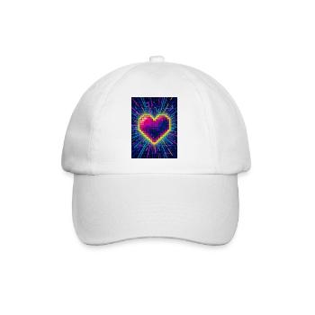 Neon Heart Pulse – Retro-80er-Liebe - Baseballkappe - Weiß/Weiß - Vorne