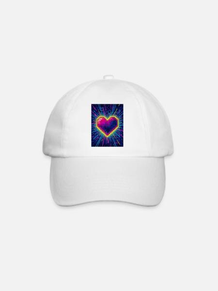 Neon Heart Pulse – Retro-80er-Liebe - Baseballkappe - Weiß/Weiß