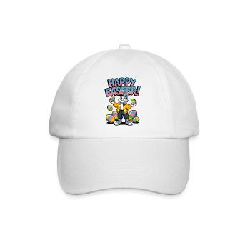 Fröhlicher Osterhase mit bunten Eiern - Baseballkappe - Weiß/Weiß - Vorne