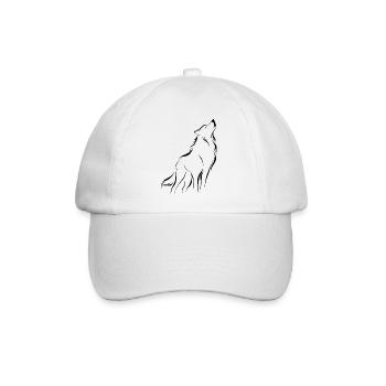 Minimalistische und symbolische Wolfssilhouette - Baseballkappe - Weiß/Weiß - Vorne
