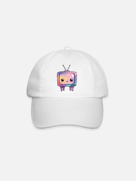 Pastell TV Kawaii Retro - Baseballkappe - Weiß/Weiß