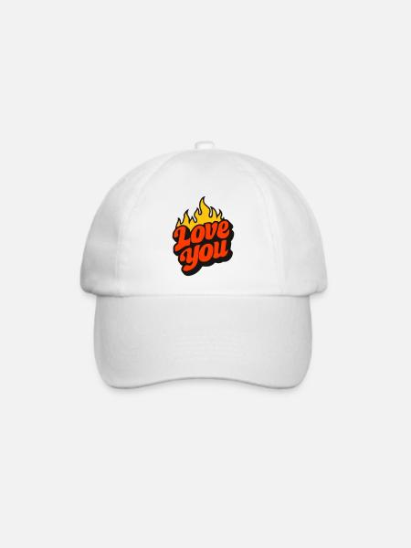 Ich liebe dich mit Flammen - Baseballkappe - Weiß/Weiß