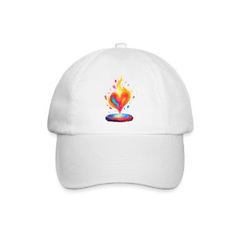 Lebendiges Flammenherz Kunstdruck - Baseballkappe - Weiß/Weiß - Vorne