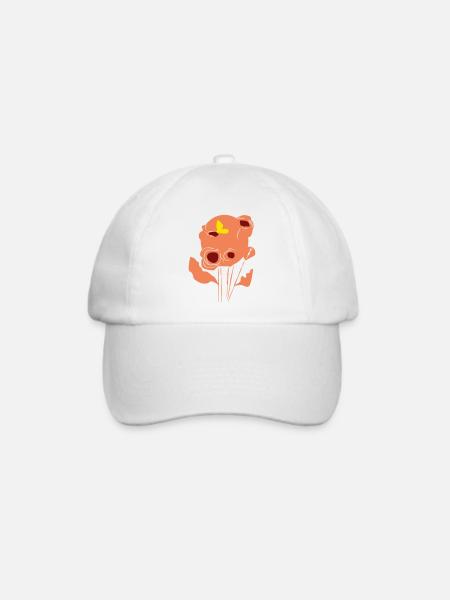 Orange Poppy mit Schmetterling - Baseballkappe - Weiß/Weiß