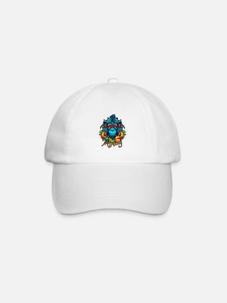 Neon-Tropenaffe Kopf - Baseballkappe - Weiß/Weiß