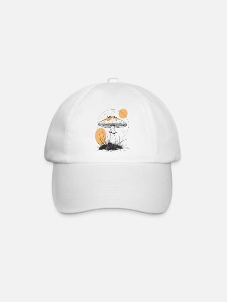 Mondschein Waldpilz Silhouette - Baseballkappe - Weiß/Weiß
