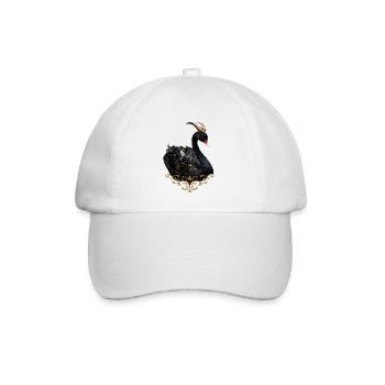 Schwarzer Schwan mit goldener Krone - Baseballkappe - Weiß/Weiß - Vorne