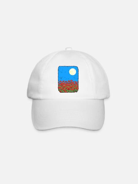 Mohnblumen - Baseballkappe - Weiß/Weiß