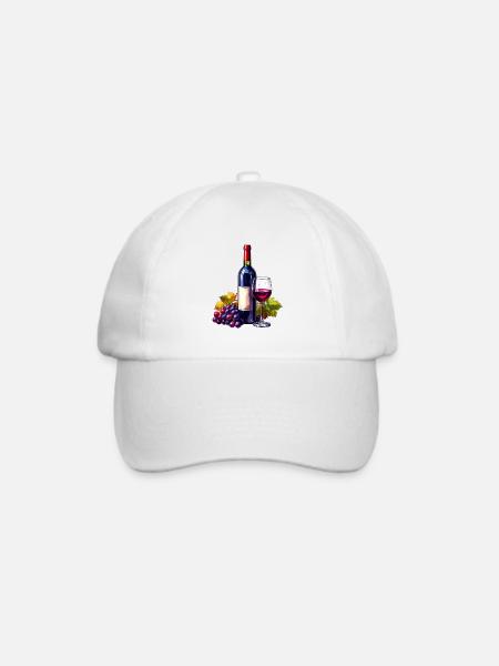 Rotwein / Wein - Baseballkappe - Weiß/Weiß