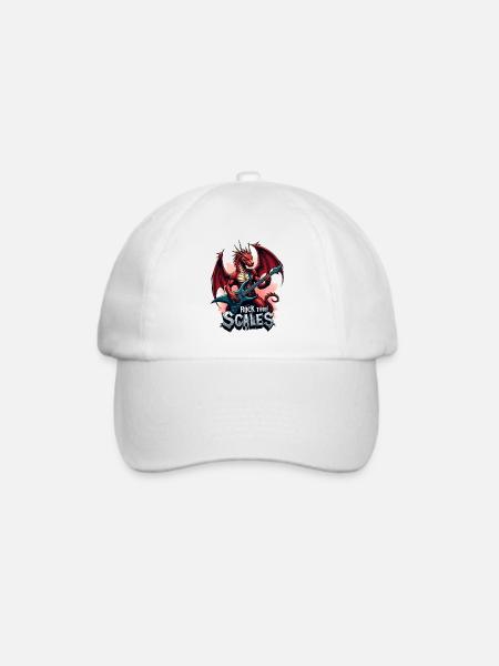 Drache mit Rockgitarre - Baseballkappe - Weiß/Weiß