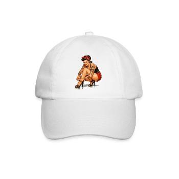 Retro Pin-Up: Tätowierte Rockabella Geschenk - Baseballkappe - Weiß/Weiß - Vorne