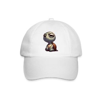 Lustige süße skeptische Cartoon Schildkröte - Baseballkappe - Weiß/Weiß - Vorne