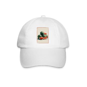 Vintage Wassermelone Scheiben - Baseballkappe - Weiß/Weiß - Vorne