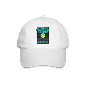 My Brain Premieres at Midnight Neurodivergent Shir - Baseballkappe - Weiß/Weiß - Vorne