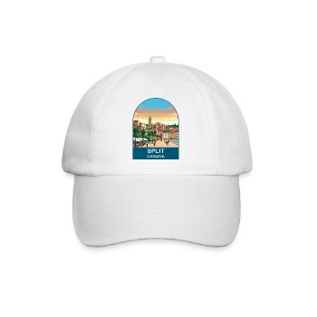 Split Kroatien Vintage-Reiseplakat-Kunst - Baseballkappe - Weiß/Weiß - Vorne