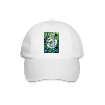 Japanische Koi-Flusslandschaft mit Kamon-Design - Baseballkappe - Weiß/Weiß - Vorne