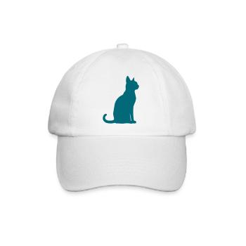 Teal Katzensilhouette - Baseballkappe - Weiß/Weiß - Vorne