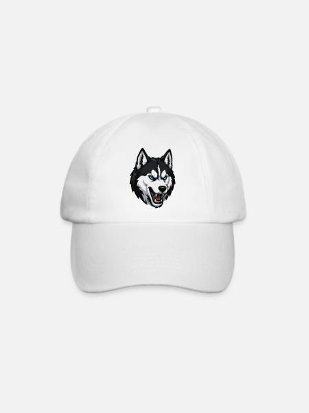 Wolfskopf mit blauem Blick - Baseballkappe - Weiß/Weiß