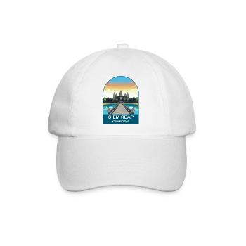 Siem Reap Kambodscha Angkor Wat Vintage Reisepost - Baseballkappe - Weiß/Weiß - Vorne