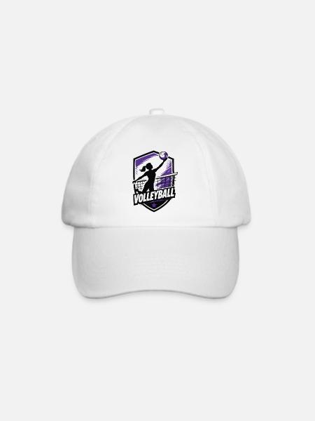 Volleyball Silhouette Violett - Baseballkappe - Weiß/Weiß