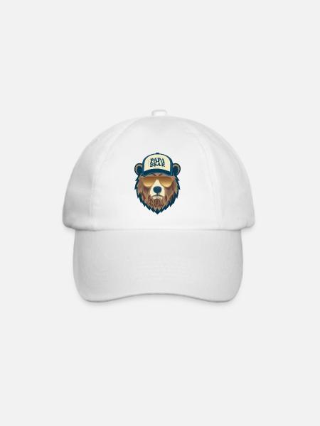 mit Sonnenbrille : Papa Bear - Baseballkappe - Weiß/Weiß
