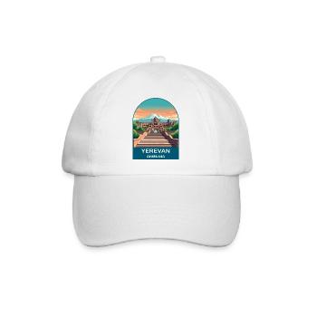 Jerewan Armenien Berg Ararat Vintage Reisekunst - Baseballkappe - Weiß/Weiß - Vorne