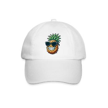 Lustige Ananas mit Sonnenbrille Cartoon - Baseballkappe - Weiß/Weiß - Vorne