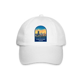 Yokohama Skyline Riesenrad Japan Retro-Abzeichen - Baseballkappe - Weiß/Weiß - Vorne