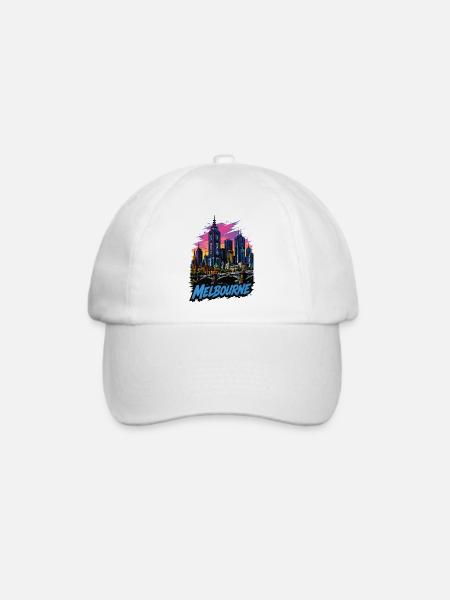 Melbourne Pop Art Skyline Sunset - Baseballkappe - Weiß/Weiß