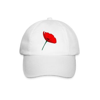 Minimalistische Rote Mohnblume – Elegante botanische Te - Baseballkappe - Weiß/Weiß - Vorne