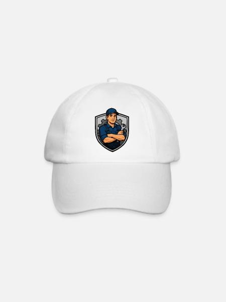 Mechaniker Shield Motiv - Baseballkappe - Weiß/Weiß