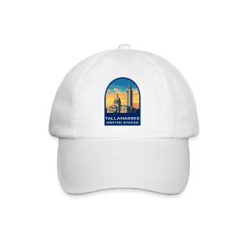 Tallahassee, Florida Capitol Retro Sunset Abzeichen - Baseballkappe - Weiß/Weiß - Vorne