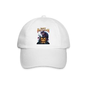 Halloween Purple Cat und Pumpkin Glow - Baseballkappe - Weiß/Weiß - Vorne