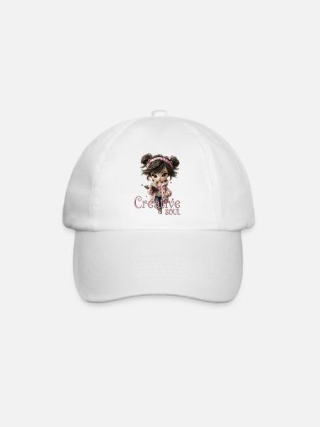 Süßes Mädchen Creative Soul Skizzenblock - Baseballkappe - Weiß/Weiß
