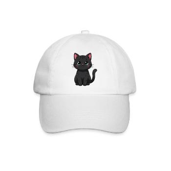 Schwarze Katze Kawaii Katze Geschenk Katzenmama - Baseballkappe - Weiß/Weiß - Vorne