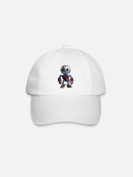 Berry Bot: Fruchtgefüllter Robo - Baseballkappe - Weiß/Weiß