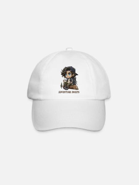 Wanderer Chibi Camping Abenteuer Geschenk - Baseballkappe - Weiß/Weiß