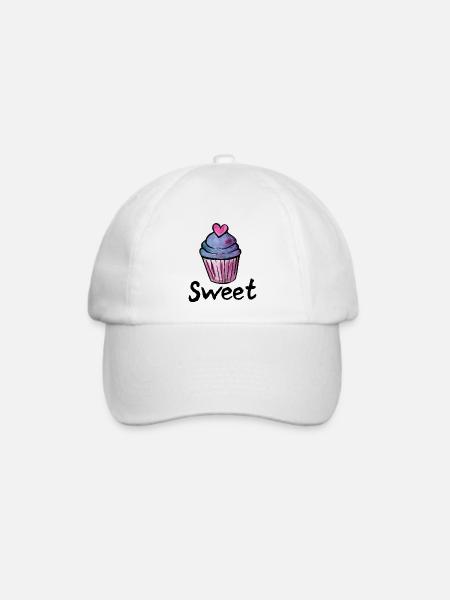 Pastell-Cupcake-Herzglasur - Baseballkappe - Weiß/Weiß