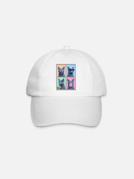 Katzen Russisch Blau Katze - Baseballkappe - Weiß/Weiß